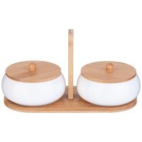 НАБОР БАНОК С ДЕРЕВ. КРЫШКОЙ LEFARD 