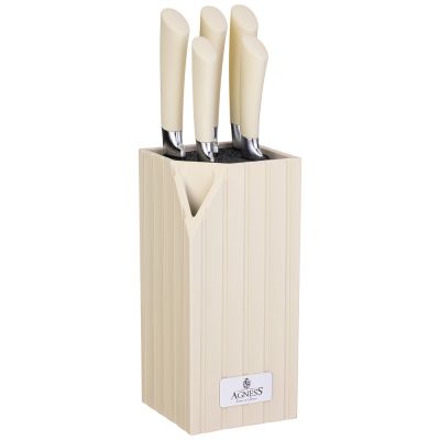 НАБОР НОЖЕЙ AGNESS  НА ПЛАСТИКОВОЙ ПОДСТАВКЕ, 6 ПРЕДМЕТОВ-0