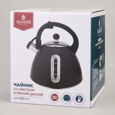 ЧАЙНИК СО СВИСТКОМ И МЕРНОЙ ШКАЛОЙ, 3,2Л-1