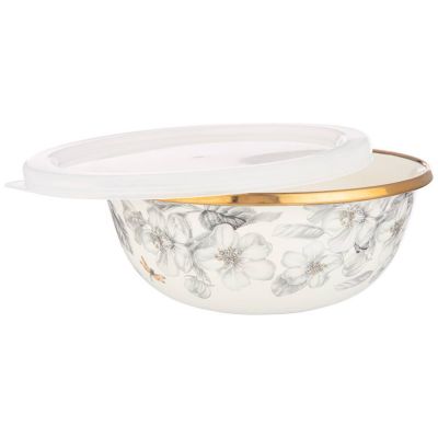 НАБОР МИСОК AGNESS ЭМАЛИРОВАН. С ПЛАСТИК.КРЫШКАМИ, СЕРИЯ ЯБЛОНЕВЫЙ САД, 6ПР.14/16/18СМ, 0,6/0,9/1,3Л-2