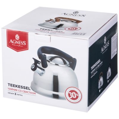 ЧАЙНИК AGNESS СО СВИСТКОМ,  3,0 Л И СКЛАДЫВАЮЩЕЙСЯ РУЧКОЙ-1