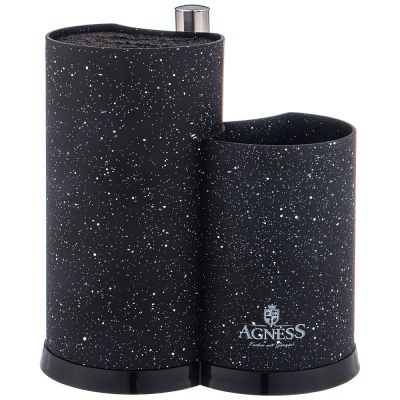 ПОДСТАВКА ДЛЯ НОЖЕЙ AGNESS УНИВЕРСАЛЬНАЯ C ДЕРЖАТЕЛЕМ ДЛЯ ПОЛОТЕНЕЦ, ВЫСОТА: 25*22*16СМ-0