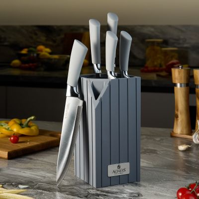 НАБОР НОЖЕЙ AGNESS  НА ПЛАСТИКОВОЙ ПОДСТАВКЕ, 6 ПРЕДМЕТОВ-0