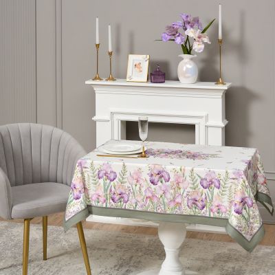 СКАТЕРТЬ ИРИСЫ 110Х140СМ ,БЕЛЫЙ, 100% ХЛОПОК,ТВИЛ ПРОПИТКА-5