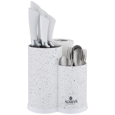 ПОДСТАВКА ДЛЯ НОЖЕЙ AGNESS УНИВЕРСАЛЬНАЯ C ДЕРЖАТЕЛЕМ ДЛЯ ПОЛОТЕНЕЦ, ВЫСОТА: 25*22*16СМ-2