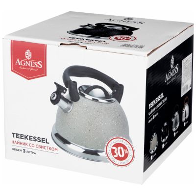 ЧАЙНИК AGNESS СО СВИСТКОМ,  3,0 Л И СКЛАДЫВАЮЩЕЙСЯ РУЧКОЙ-1