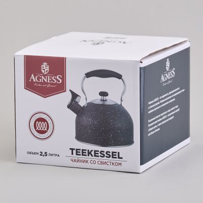 ЧАЙНИК AGNESS СО СВИСТКОМ 2,5 Л, СКЛАДЫВАЮЩАЯСЯ РУЧКА, ИНДУКЦИОН. ДНО-1