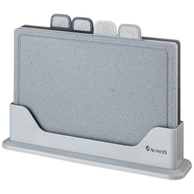 НАБОР AGNESS ИЗ 4 ДОСОК НА ПОДСТАВКЕ, ЦВЕТ: СЕРЫЙ-0