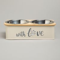 МИСКА AGNESS ДЛЯ ЖИВОТНЫХ ДВОЙНАЯ НА ПОДСТАВКЕ, 25,5Х13Х7 СМ