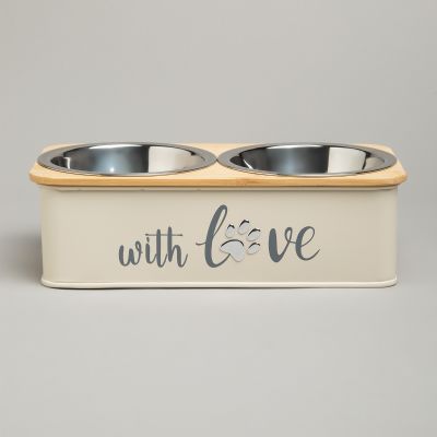 МИСКА AGNESS ДЛЯ ЖИВОТНЫХ ДВОЙНАЯ НА ПОДСТАВКЕ, 25,5Х13Х7 СМ-0