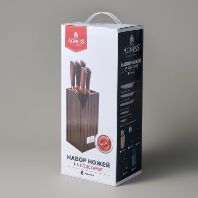 НАБОР НОЖЕЙ AGNESS  НА ПЛАСТИКОВОЙ ПОДСТАВКЕ, 6 ПРЕДМЕТОВ-1