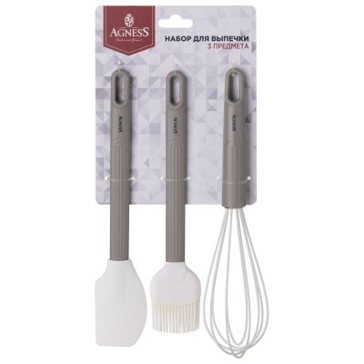 НАБОР: ВЕНЧИК, ЛОПАТКА, КИСТОЧКА AGNESS, 3 ПРЕДМЕТА-1