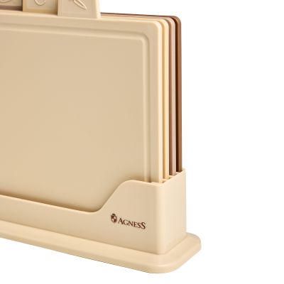 НАБОР AGNESS ИЗ 4 ДОСОК НА ПОДСТАВКЕ, ЦВЕТ: БЕЖЕВЫЙ-3