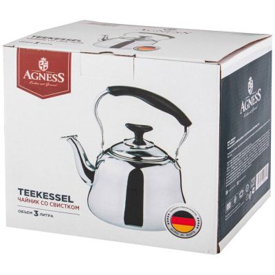 ЧАЙНИК AGNESS СО ВСТРОЕННЫМ СВИСТКОМ 3 Л. (КОР=12ШТ.)-1