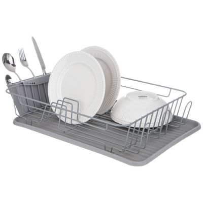 СУШИЛКА ДЛЯ ПОСУДЫ СЕРАЯ 42,5*30,5*10 СМ (КОР-6ШТ)-1
