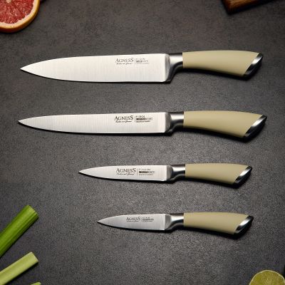 НАБОР НОЖЕЙ AGNESS 5 ПР.С МАГНИТНЫМ ДЕРЖАТЕЛЕМ И РУЧКОЙ ИЗ НЕРЖ.СТАЛИ-2