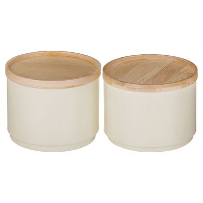 НАБОР БАНОК AGNESS ДЛЯ СЫПУЧИХ, 11Х16 СМ, ШТАБЕЛИРУЕМЫЕ, ЦВЕТ: IVORY-3