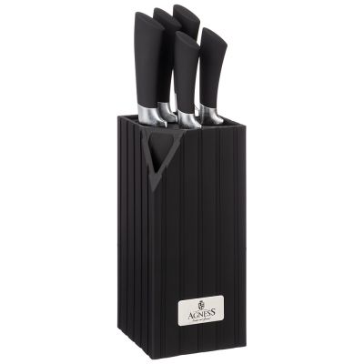 НАБОР НОЖЕЙ AGNESS  НА ПЛАСТИКОВОЙ ПОДСТАВКЕ, 6 ПРЕДМЕТОВ-0
