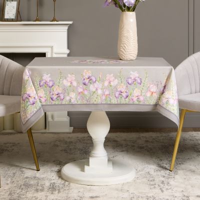 СКАТЕРТЬ ИРИСЫ 110Х140СМ ,СЕРЫЙ, 100% ХЛОПОК,ТВИЛ ПРОПИТКА-0