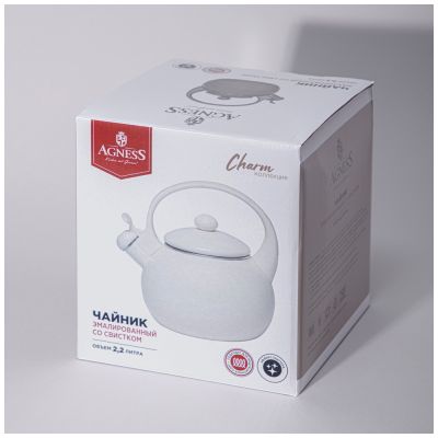 ЧАЙНИК AGNESS ЭМАЛИРОВАННЫЙ СО СВИСТКОМ СЕРИЯ 