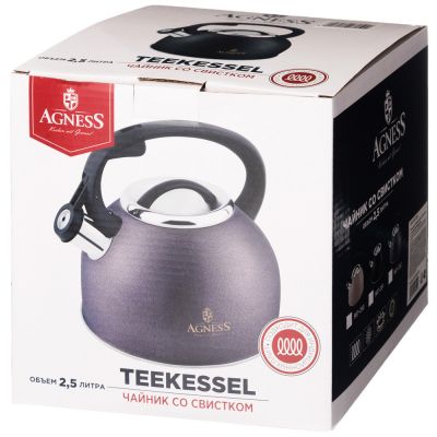 ЧАЙНИК AGNESS СО СВИСТКОМ 2,5 Л, BLACK, ИНДУКЦИОН. ДНО-1