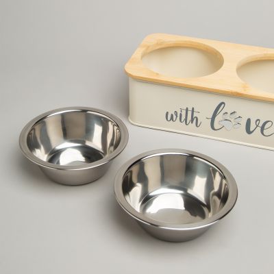 МИСКА AGNESS ДЛЯ ЖИВОТНЫХ ДВОЙНАЯ НА ПОДСТАВКЕ, 25,5Х13Х7 СМ-4