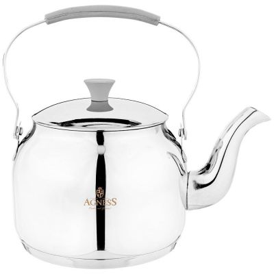 ЧАЙНИК AGNESS PROFESSIONAL 2 Л. ХРОМНИКЕЛЕВАЯ НЕРЖАВЕЮЩАЯ СТАЛЬ 18/10, ИНДУКЦИОННОЕ ДНО-0