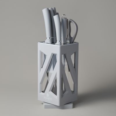 НАБОР НОЖЕЙ AGNESS НЖС НА ПЛАСТИКОВОЙ ВРАЩАЮЩЕЙСЯ ПОДСТАВКЕ 8 ПР.-4