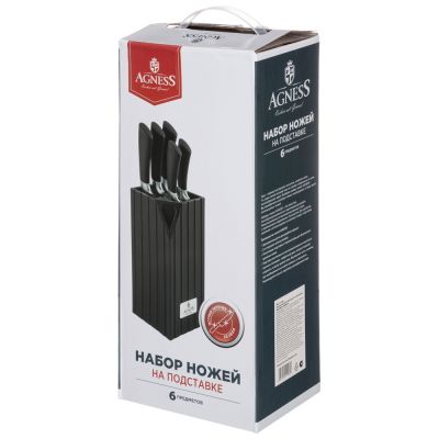 НАБОР НОЖЕЙ AGNESS  НА ПЛАСТИКОВОЙ ПОДСТАВКЕ, 6 ПРЕДМЕТОВ-1