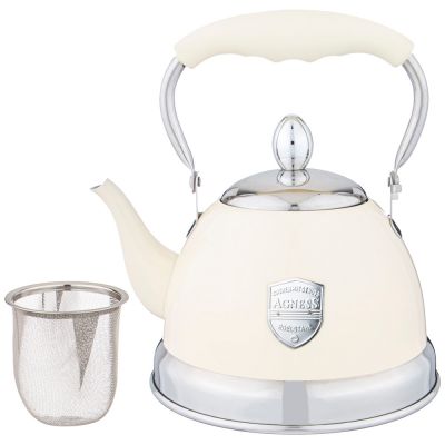 ЧАЙНИК AGNESS С ФИЛЬТРОМ, 1,0 Л C ИНДУКЦИОН. КАПСУЛЬНЫМ ДНОМ И СКЛАДЫВАЮЩЕЙСЯ РУЧКОЙ ЦВЕТ: КРЕМОВЫЙ-2