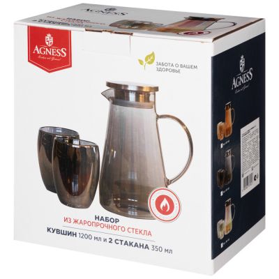НАБОР КУВШИН 1,2 Л  И 2 СТАКАНА 350 МЛ-1