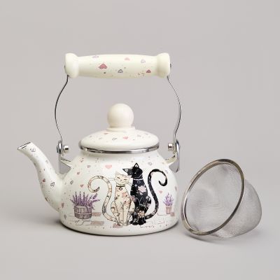 ЧАЙНИК AGNESS ЭМАЛИРОВАННЫЙ СО СЪЕМНЫМ ФИЛЬТРОМ ИЗ НЖС СЕРИЯ 