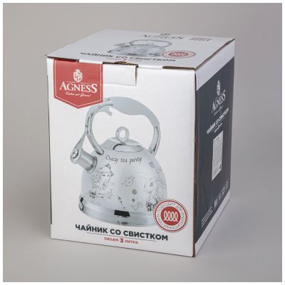 ЧАЙНИК AGNESS СО СВИСТКОМ, 3Л, ИНДУКЦИОН. КАПСУЛ. ДНО-1