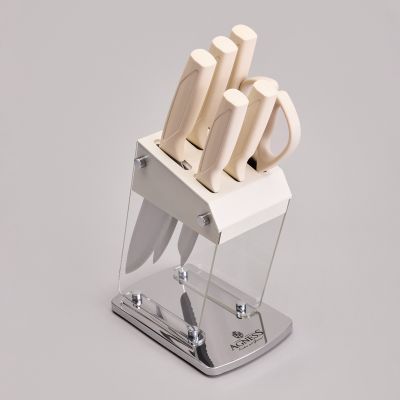 НАБОР НОЖЕЙ AGNESS  НА ПЛАСТИКОВОЙ ПОДСТАВКЕ, 7 ПРЕДМЕТОВ-0