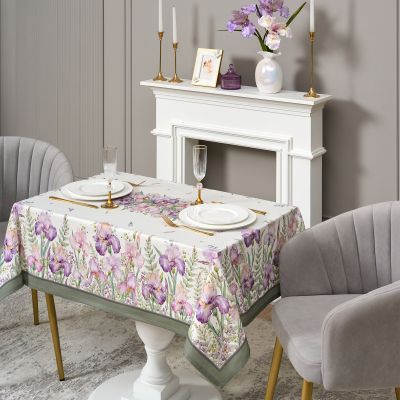 СКАТЕРТЬ ИРИСЫ 110Х140СМ ,БЕЛЫЙ, 100% ХЛОПОК,ТВИЛ ПРОПИТКА-3