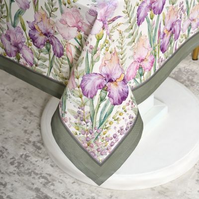 СКАТЕРТЬ ИРИСЫ 110Х140СМ ,БЕЛЫЙ, 100% ХЛОПОК,ТВИЛ ПРОПИТКА-8