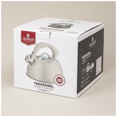ЧАЙНИК AGNESS СО СВИСТКОМ, 2,80Л ТЕРМОАККУМУЛИРУЮЩЕЕ ДНО,ИНДУКЦИЯ,ВСТРОЕННЫЙ ТЕРМОМЕТР-1