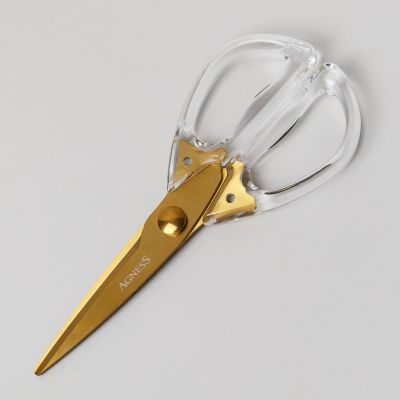 КУХОННЫЕ НОЖНИЦЫ ЦВЕТ АЙВОРИ, ТИТАНОВОЕ ПОКРЫТИЕ ЛЕЗВИЯ, 20,5СМ   (МАЛ=12ШТ)-0