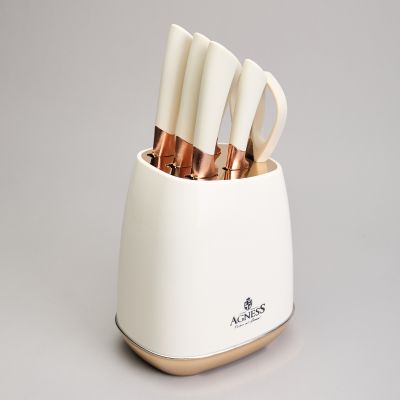 НАБОР НОЖЕЙ AGNESS  НА ПЛАСТИКОВОЙ ПОДСТАВКЕ, 7 ПРЕДМЕТОВ-0