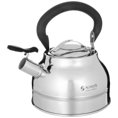 ЧАЙНИК AGNESS СО СВИСТКОМ 2,7Л, ТЕРМОАККУМУЛИРУЮЩЕЕ ДНО, 304 СТАЛЬ, ИНДУКЦИЯ-2