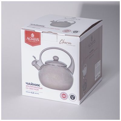 ЧАЙНИК AGNESS ЭМАЛИРОВАННЫЙ СО СВИСТКОМ СЕРИЯ 