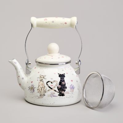 ЧАЙНИК AGNESS ЭМАЛИРОВАННЫЙ СО СЪЕМНЫМ ФИЛЬТРОМ ИЗ НЖС СЕРИЯ 