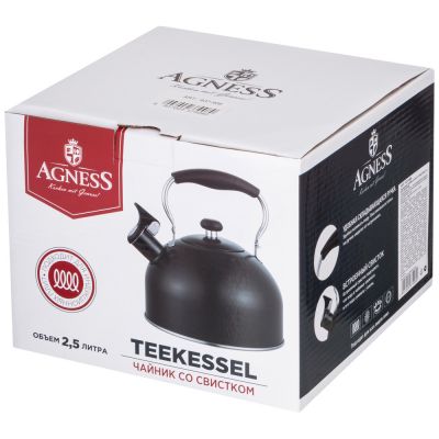 ЧАЙНИК AGNESS СО СВИСТКОМ 2,5 Л,НЖС ИНДУКЦИЯ, УСТОЙЧИВОЕ ЖАРОПРОЧНОЕ ПОКРЫТИЕ-1