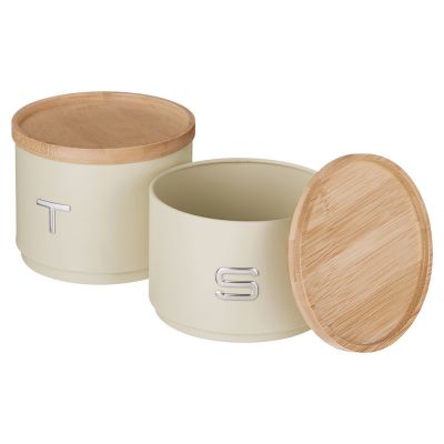 НАБОР БАНОК AGNESS ДЛЯ СЫПУЧИХ, 11Х16 СМ, ШТАБЕЛИРУЕМЫЕ, ЦВЕТ: IVORY-2