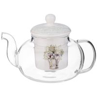 ЧАЙНИК СТЕКЛЯННЫЙ С ФАРФОРОВЫМ СИТОМ LEFARD ЛОРИАН 650 МЛ