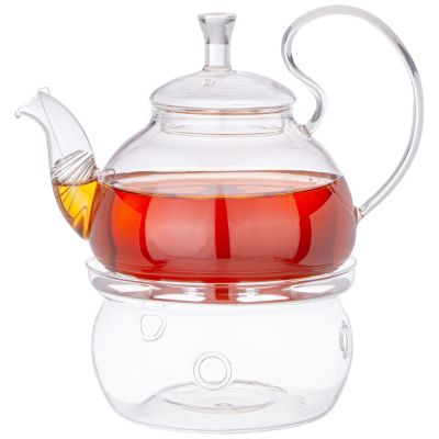 ЧАЙНИК ЗАВАРОЧНЫЙ AGNESS С ФИЛЬТРОМ ИЗ НЖС И СТЕКЛ. ПОДСТАВКОЙ ДЛЯ ПОДОГРЕВА 600 МЛ (КОР=18 НАБОР.)-2