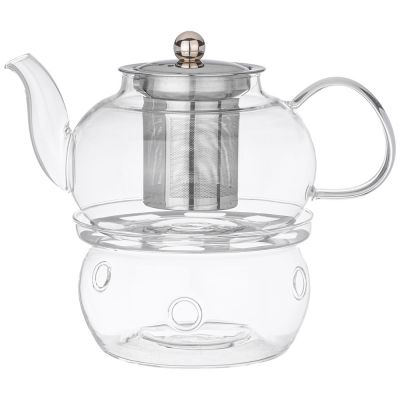 ЧАЙНИК ЗАВАРОЧНЫЙ AGNESS С ФИЛЬТРОМ ИЗ НЖС И СТЕКЛ. ПОДСТАВКОЙ ДЛЯ ПОДОГРЕВА 800 МЛ (КОР=24НАБОР.)-0