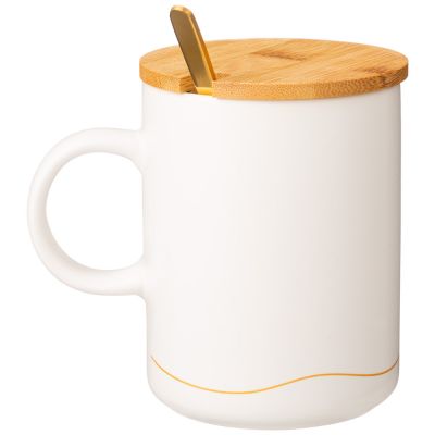 КРУЖКА БЕЛАЯ 380 МЛ С КРЫШКОЙ И ЛОЖКОЙ В ПОДАРОЧНОЙ УПАКОВКЕ (КОР=18ШТ)-3