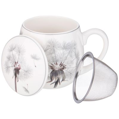 КРУЖКА ЗАВАРОЧНАЯ LEFARD DANDELION С МЕТАЛЛ. СИТОМ И ФАРФОР. КРЫШКОЙ 420 МЛ-3