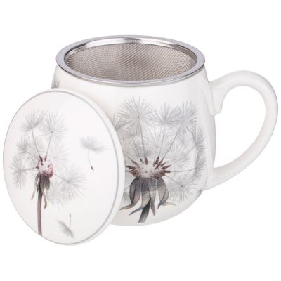 КРУЖКА ЗАВАРОЧНАЯ LEFARD DANDELION С МЕТАЛЛ. СИТОМ И ФАРФОР. КРЫШКОЙ 420 МЛ-2